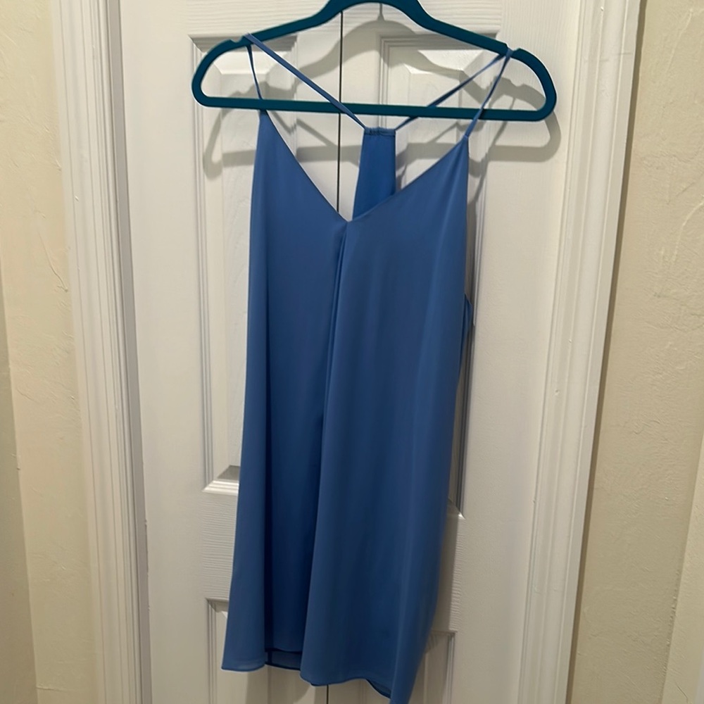 Alice + Olivia Blue Asymmetrical Backless Midi Dress